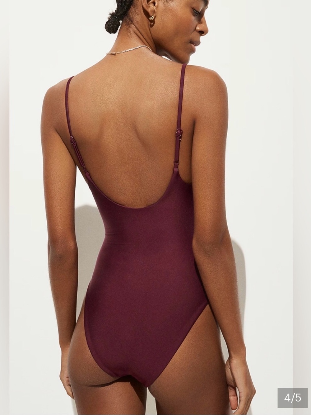 NWT J. Crew Lana V-Neck One-Piece Swimsuit in Deep Plum - Picture 4 of 4